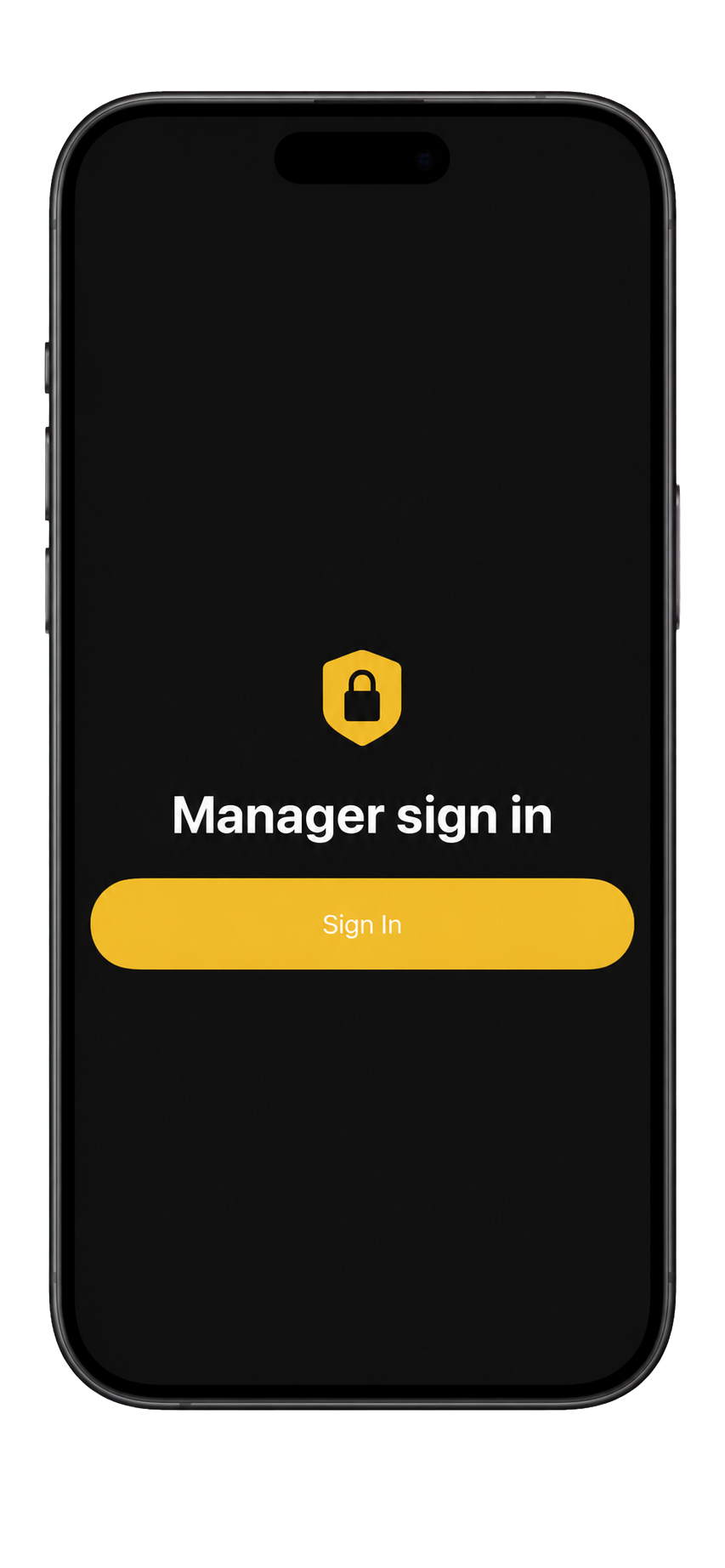 AKA-ONI manager employee dashboard displayed on a vertical rounded phone